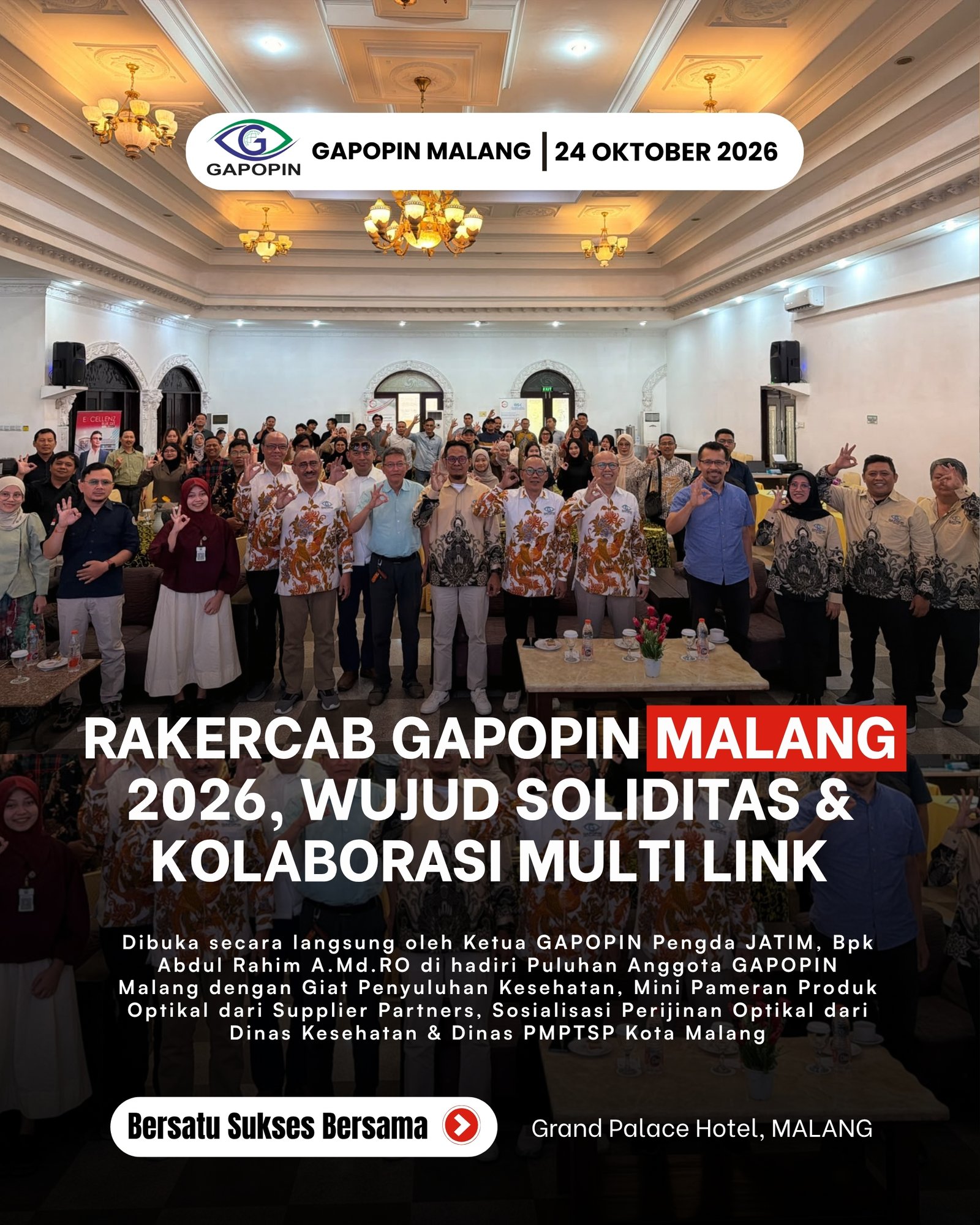 RAKERCAB 2026 GAPOPIN Malang, WUJUD SOLIDITAS, SINERGI MULTI-LINK, & KOMITMEN KEMAJUAN INDUSTRI OPTIKAL